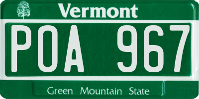 VT license plate POA967