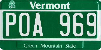 VT license plate POA969