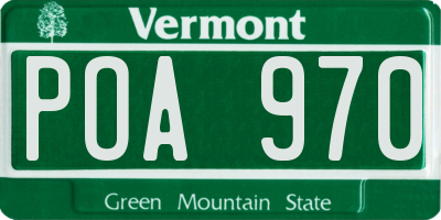 VT license plate POA970