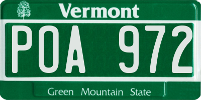 VT license plate POA972