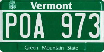 VT license plate POA973
