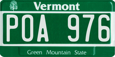 VT license plate POA976