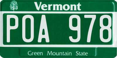 VT license plate POA978