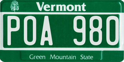 VT license plate POA980