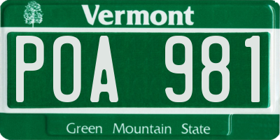 VT license plate POA981