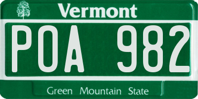 VT license plate POA982