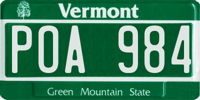 VT license plate POA984