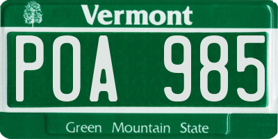 VT license plate POA985