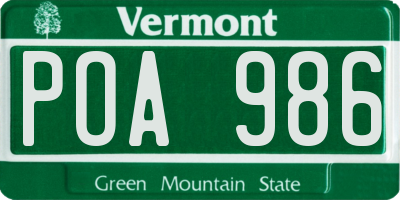 VT license plate POA986