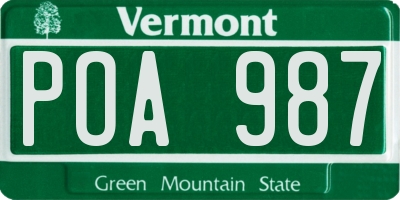 VT license plate POA987