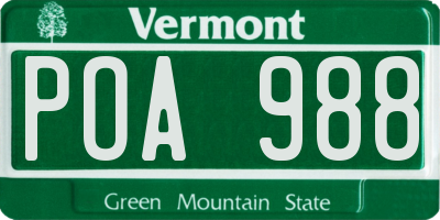 VT license plate POA988