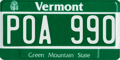 VT license plate POA990