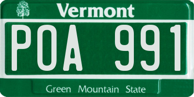 VT license plate POA991