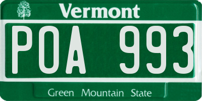 VT license plate POA993