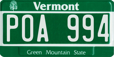 VT license plate POA994