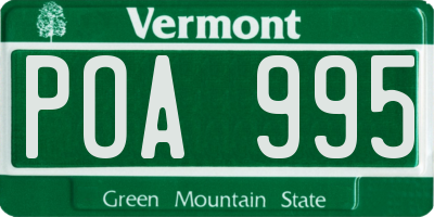 VT license plate POA995