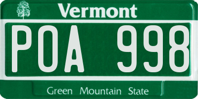 VT license plate POA998