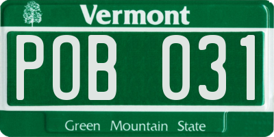 VT license plate POB031