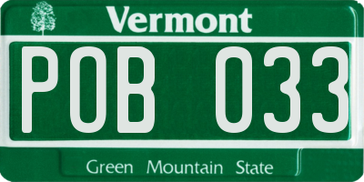 VT license plate POB033