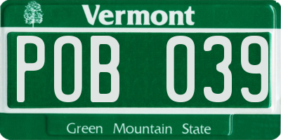 VT license plate POB039
