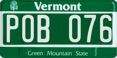 VT license plate POB076