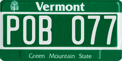 VT license plate POB077