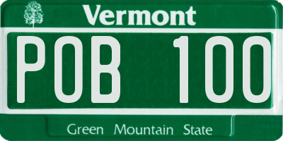 VT license plate POB100