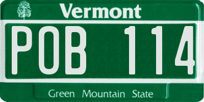 VT license plate POB114