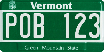 VT license plate POB123