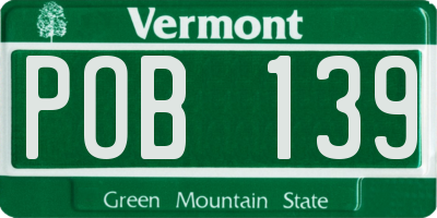 VT license plate POB139