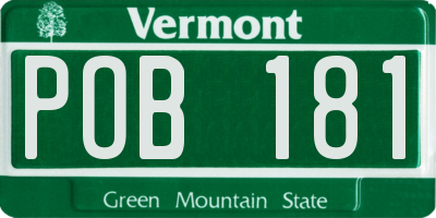 VT license plate POB181