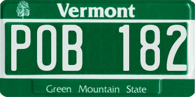 VT license plate POB182