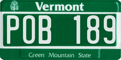 VT license plate POB189