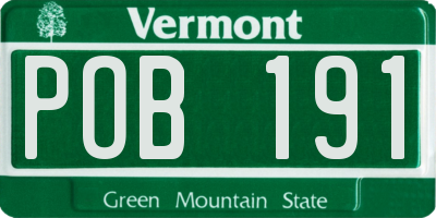 VT license plate POB191