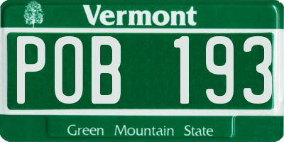 VT license plate POB193