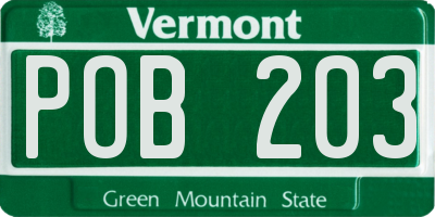 VT license plate POB203
