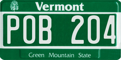 VT license plate POB204