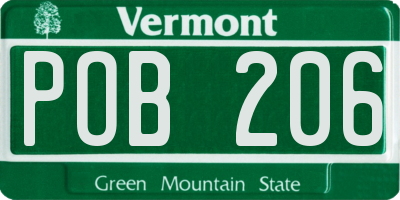 VT license plate POB206