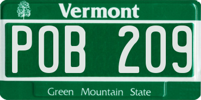 VT license plate POB209