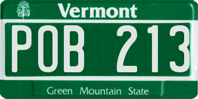 VT license plate POB213