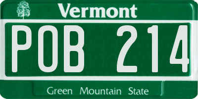 VT license plate POB214