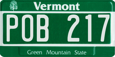 VT license plate POB217