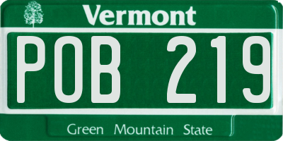 VT license plate POB219