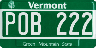 VT license plate POB222