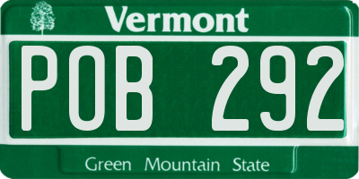 VT license plate POB292