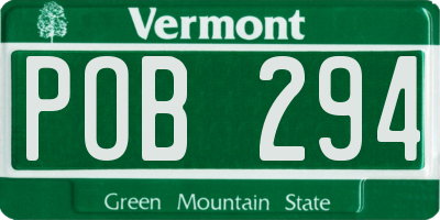 VT license plate POB294