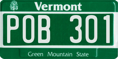 VT license plate POB301