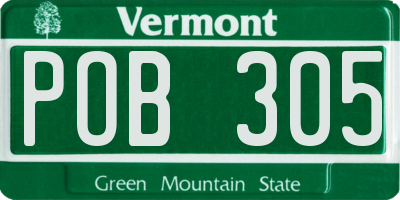 VT license plate POB305