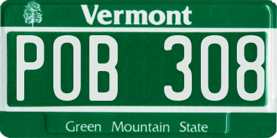 VT license plate POB308