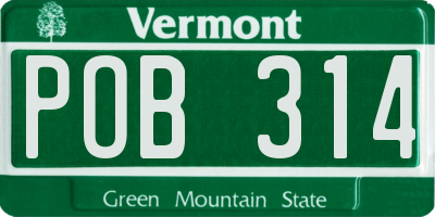 VT license plate POB314